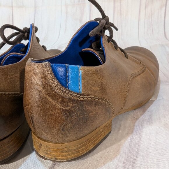 John Fluevog Distressed Brown Leather Lace-Up Oxford Shoes Women's Size 7 - Picture 8 of 10